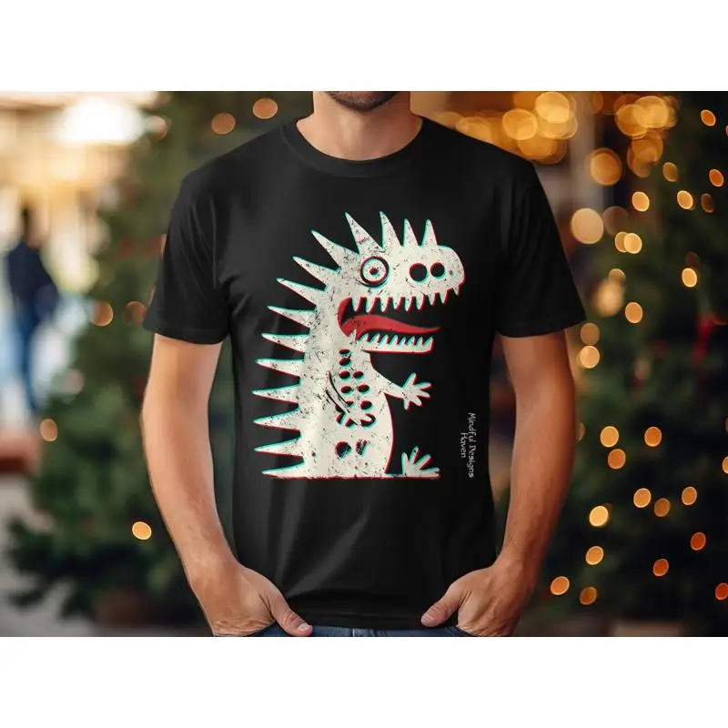 تي شيرت ديناصور لطيف بتصميم ممتع ملتوي وطباعة دينو رائعة لجميع الأعمار