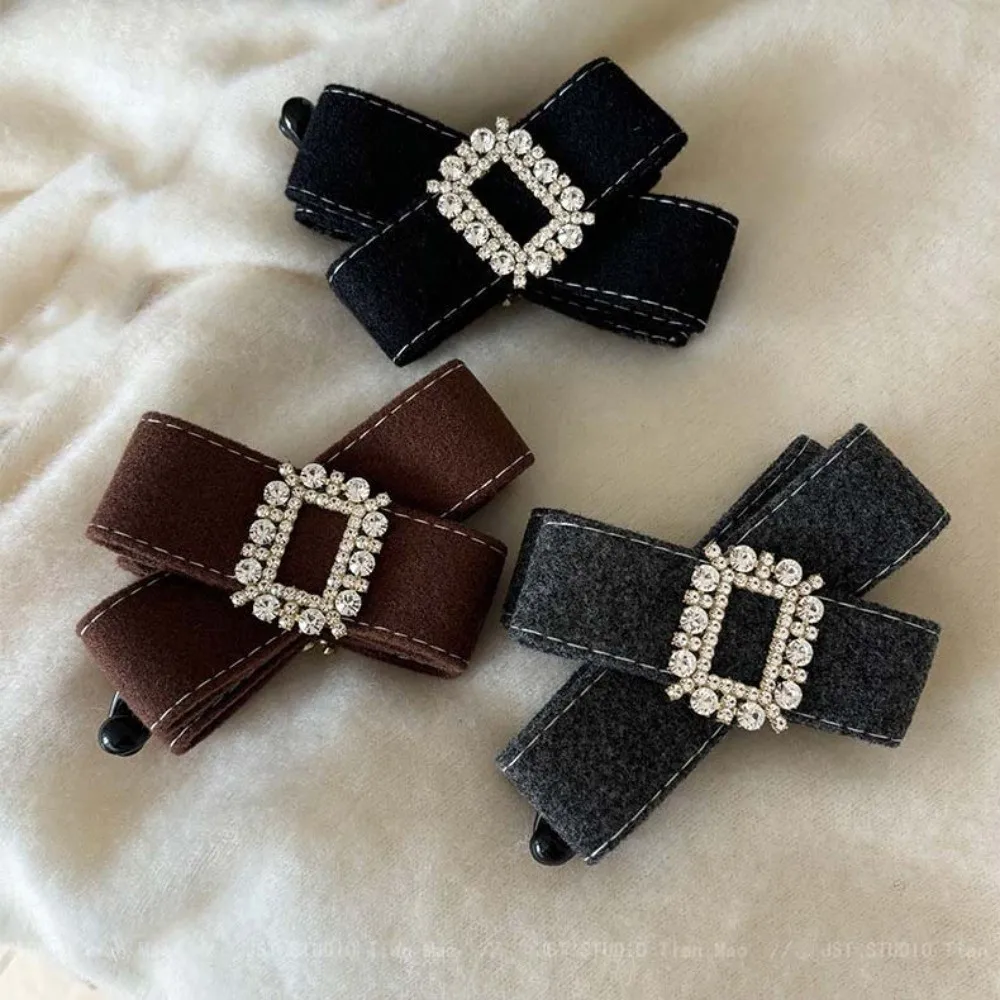 

Fashion Elegant Bow Banana Clip Plastic Korean Style Women Vertical Clip Square Rhinestone Multi-layered Ponytail Holder Female