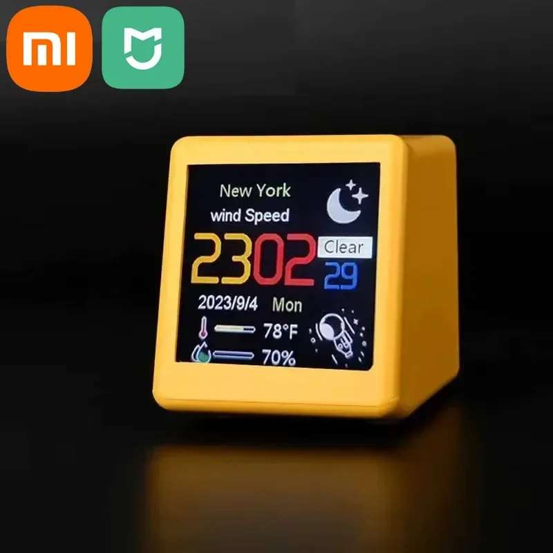 

Умная версия метеостанции Xiaomi MIJIA, электронные настольные светодиодные ЖК цифровые часы с Wi-Fi, настольные электронные часы, метеостанция