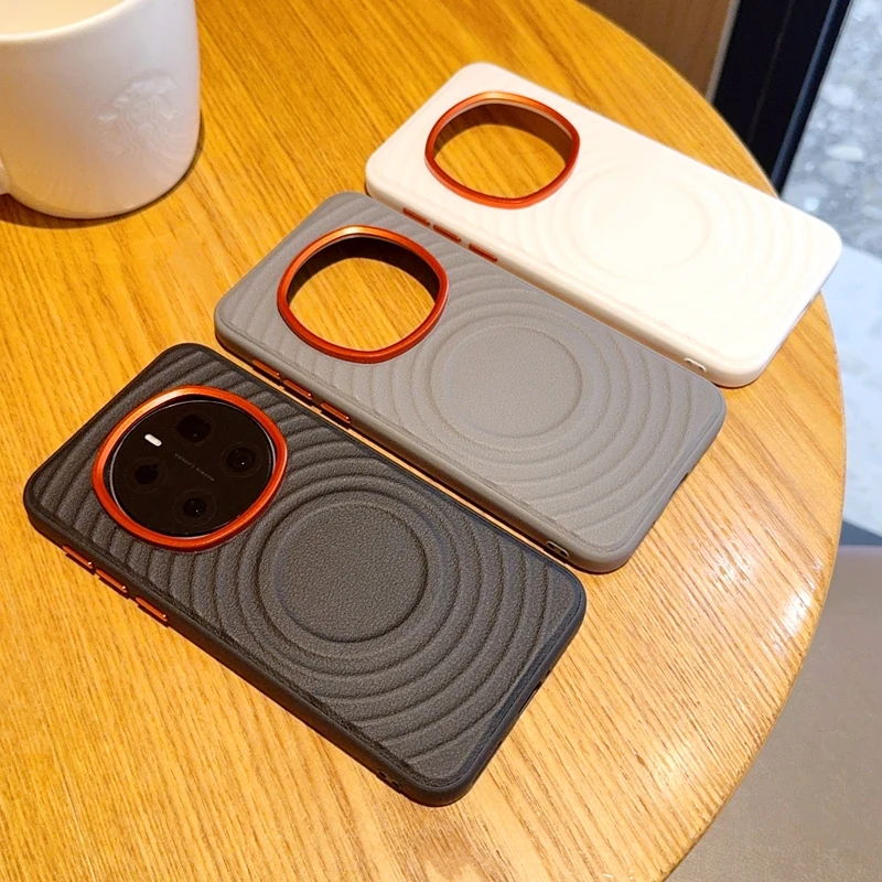 For Honor Magic 7 Pro 6 Pro Case Magnetic Ripple Pattern PU Leather Cover with Metal Camera Lens for HONOR Magic7