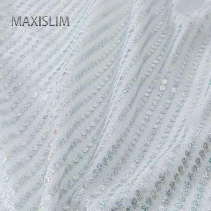 Fashion Sparkling 6MM Mesh Sequin Fabrics 28 Colors For Dress Tablecloth Wide：100CM