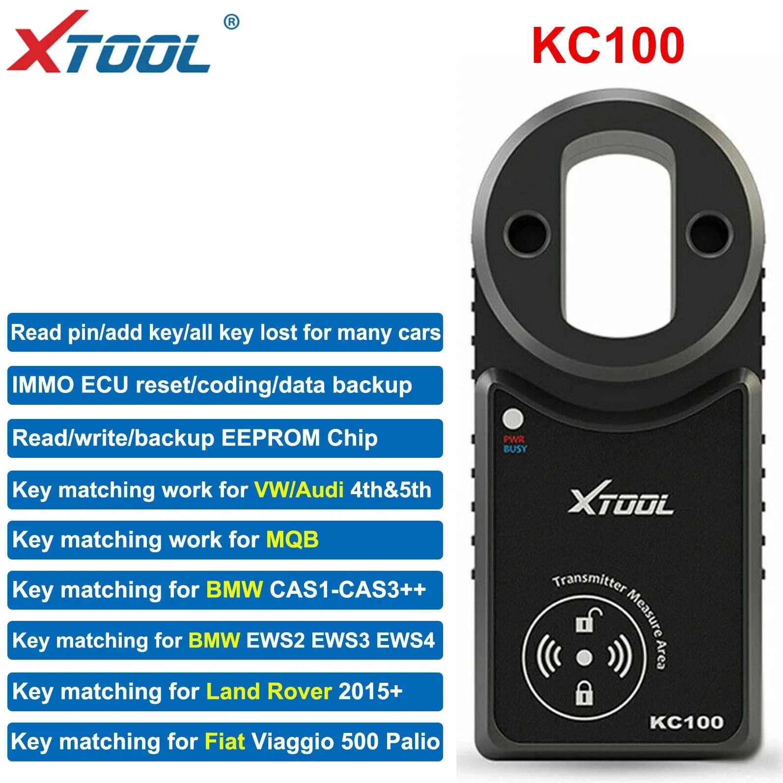 XTOOL KC100+KS-1 Car IMMO Auto Key Programmer Tools Work with X100MAX D8S D8W D9S PRO D7S D7W X100PADS