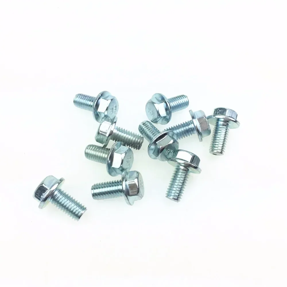 Auto parts 8.8 Hexagonal galvanized flange screw bolt with gasket m8*16 10pcs