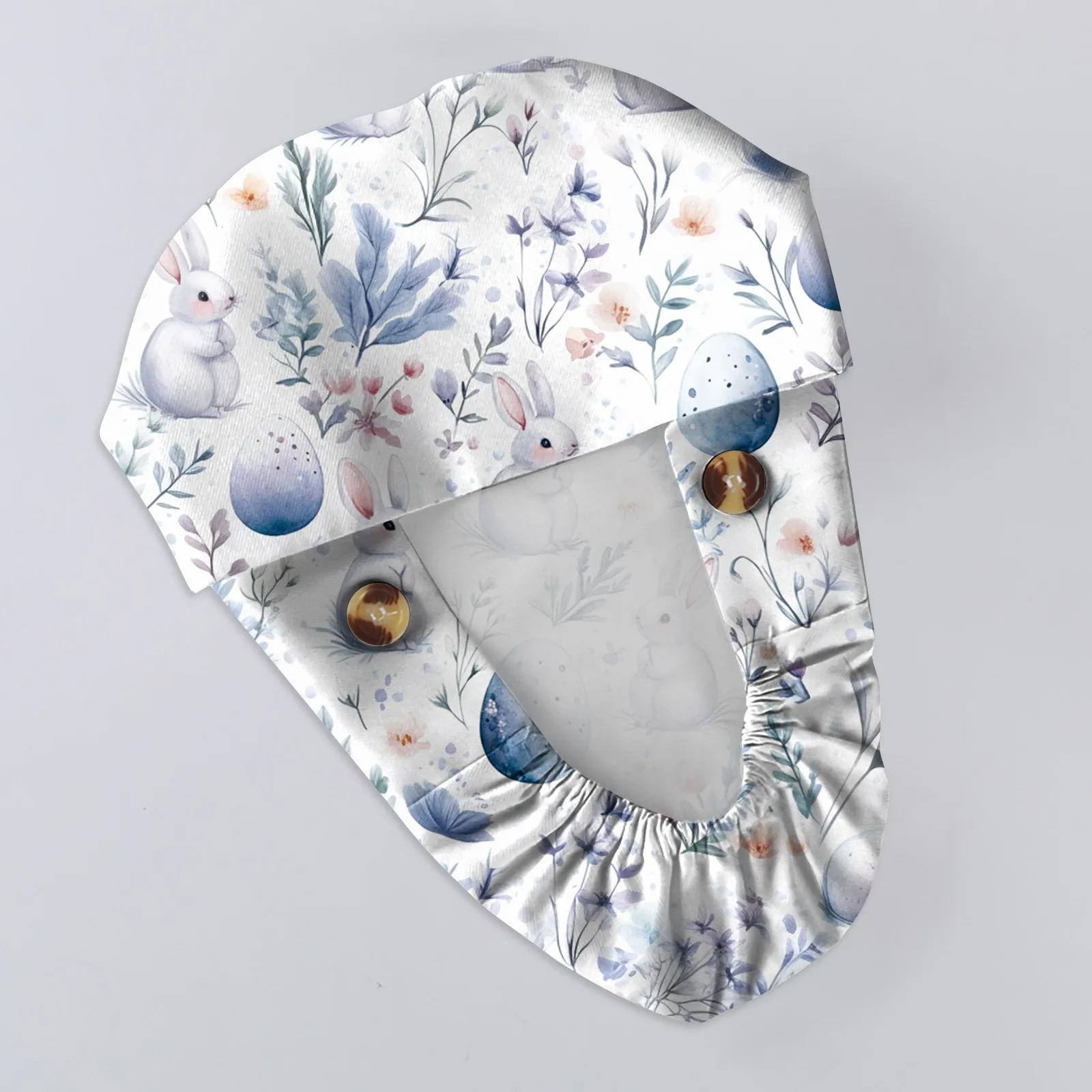 Bonnets de gommage réglables, support queue de cheval avec boutons, chapeaux d'allaitement, cheveux longs, imprimé de pâques, casquettes d'infirmière, accessoires d'uniforme pour femmes