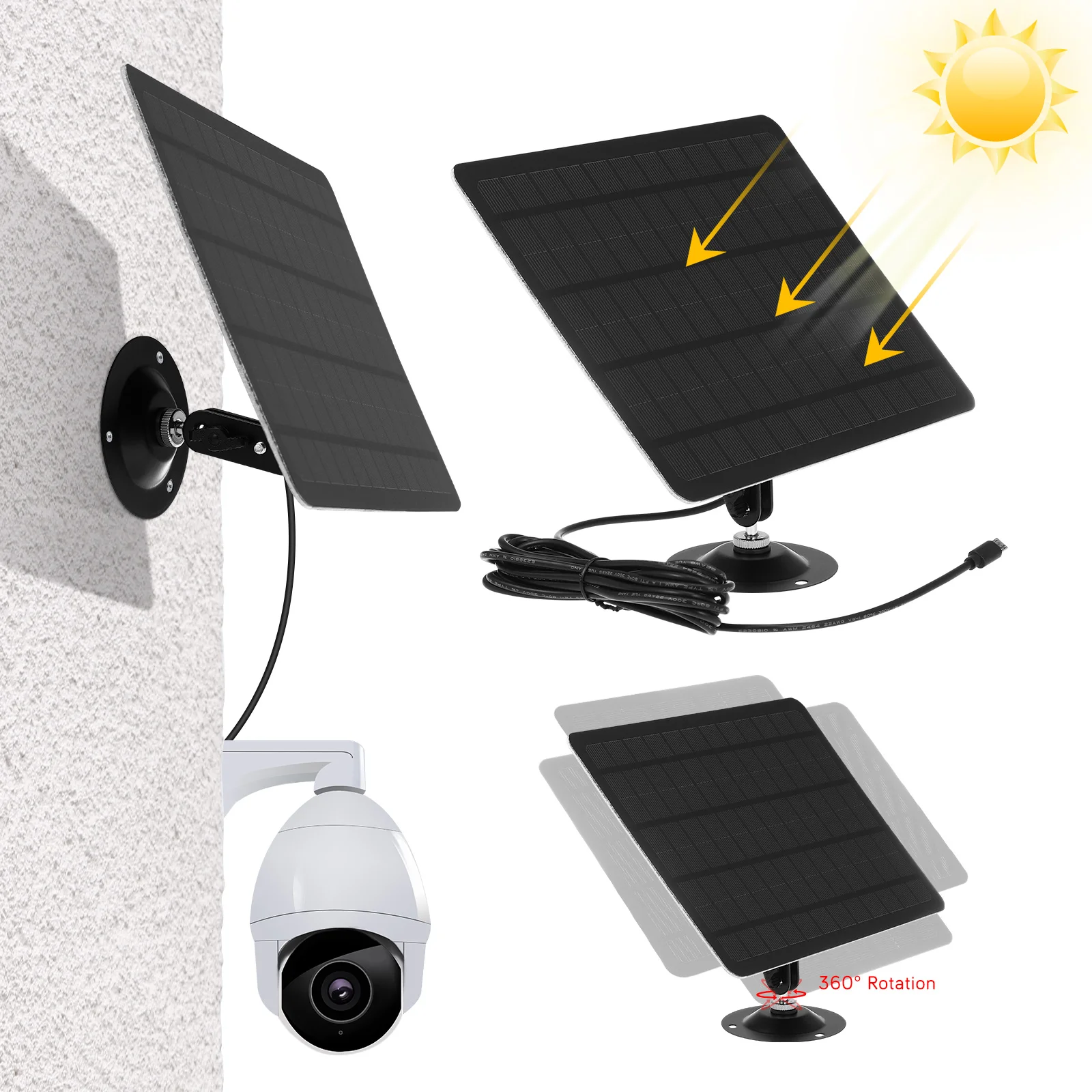 

Solar Panel for Outdoor Camera Cell Para Monocrystalline Silicon Powered