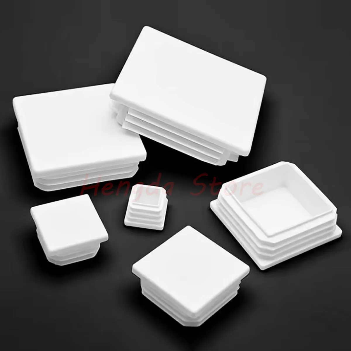 Square/Rectangle Plastic White Blanking End Cap Tube Pipe Inserts Plug Bung Cover Steel Table Chair Leg Feet Pad Width 10-100mm image 4