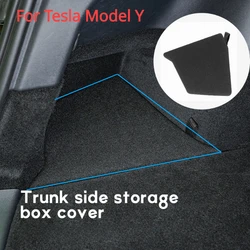 Tapa de caja de almacenamiento lateral para Tesla Model Y, organizador de maletero trasero, solo tapa flocada, placa modelo Y, accesorios para contenedores de basura de coche