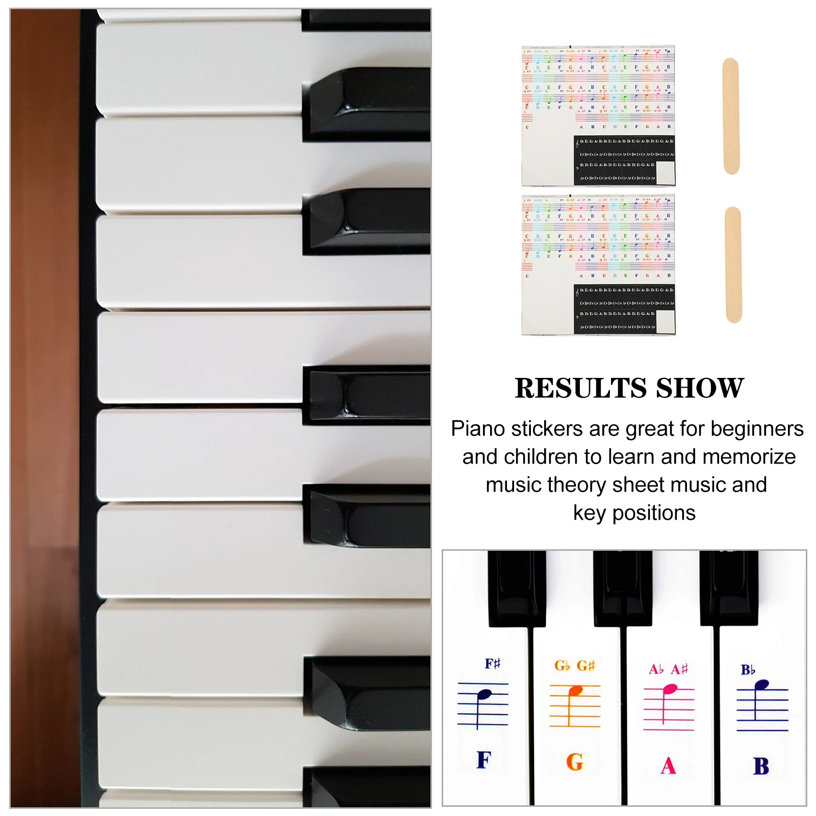 

1Set Piano Beginner Stickers Adhesive Keyboard Labels Smooth Lightweight for Fast Learning Music Decals Set
