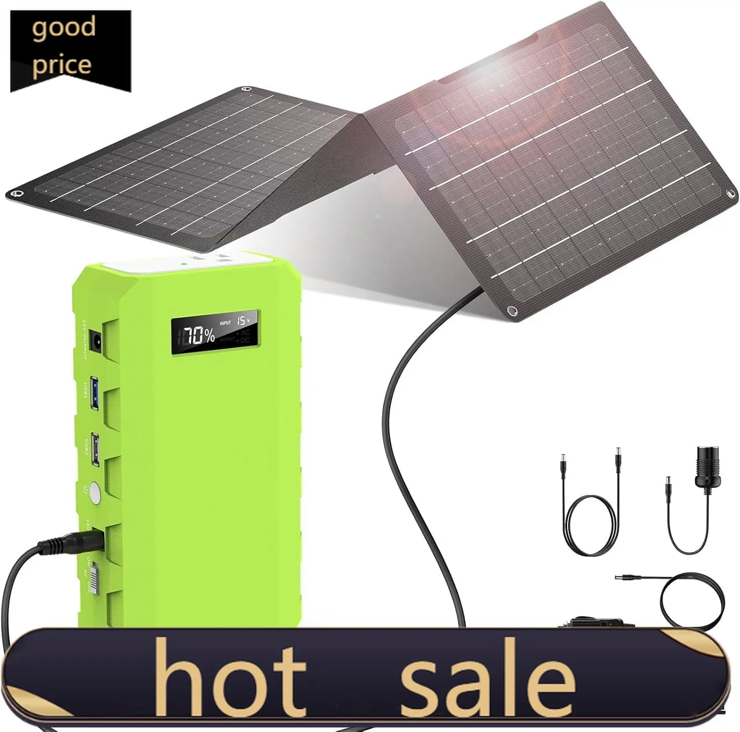 

24000mAh 65W Solar Generator 30W with Panels Included 88Wh Portable Power Station with AC Outlet Lithium Battery Rechargeable