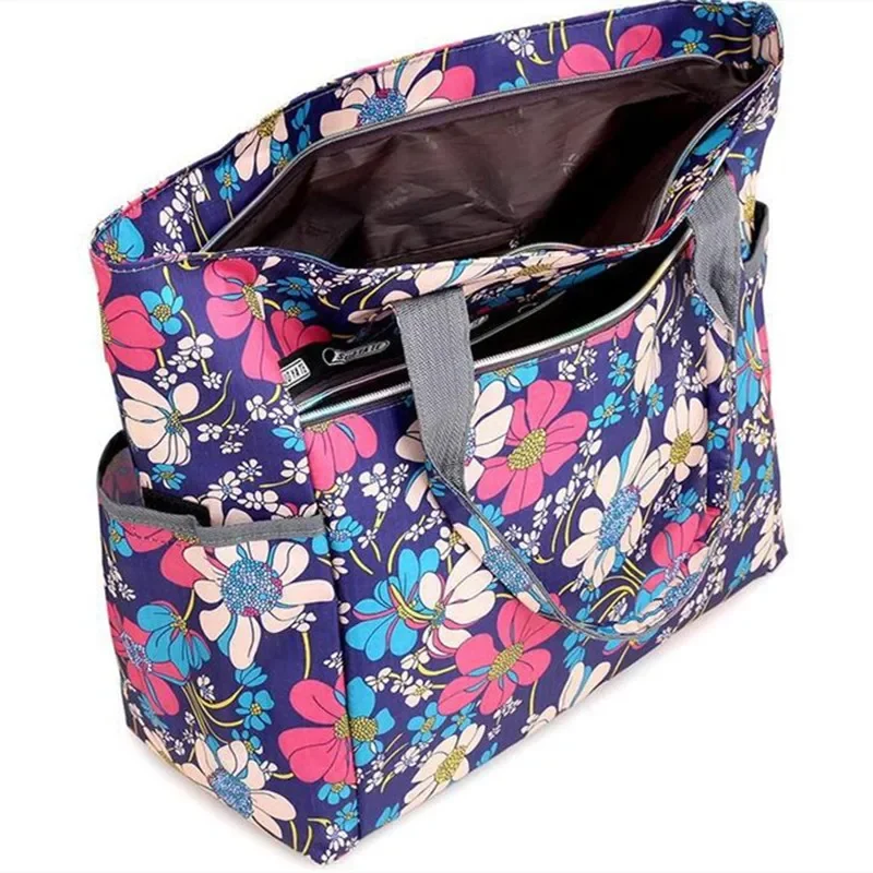 Women Lunch Bag Fashion Flora Printed Student Picnic Lunch Bags Waterproof Handbag Pouch Large Capacity Tote Bags