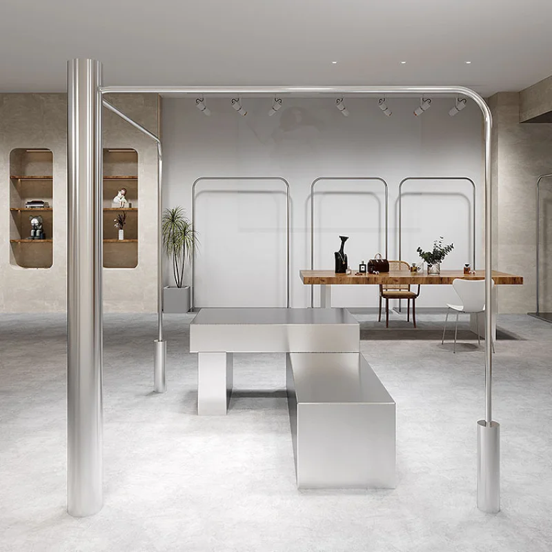 Customized. Clothing Store Display Stand Floor Stainless Steel Zhongdao Hanging Clothes Rack Unisex Wear Store Dedicated Display