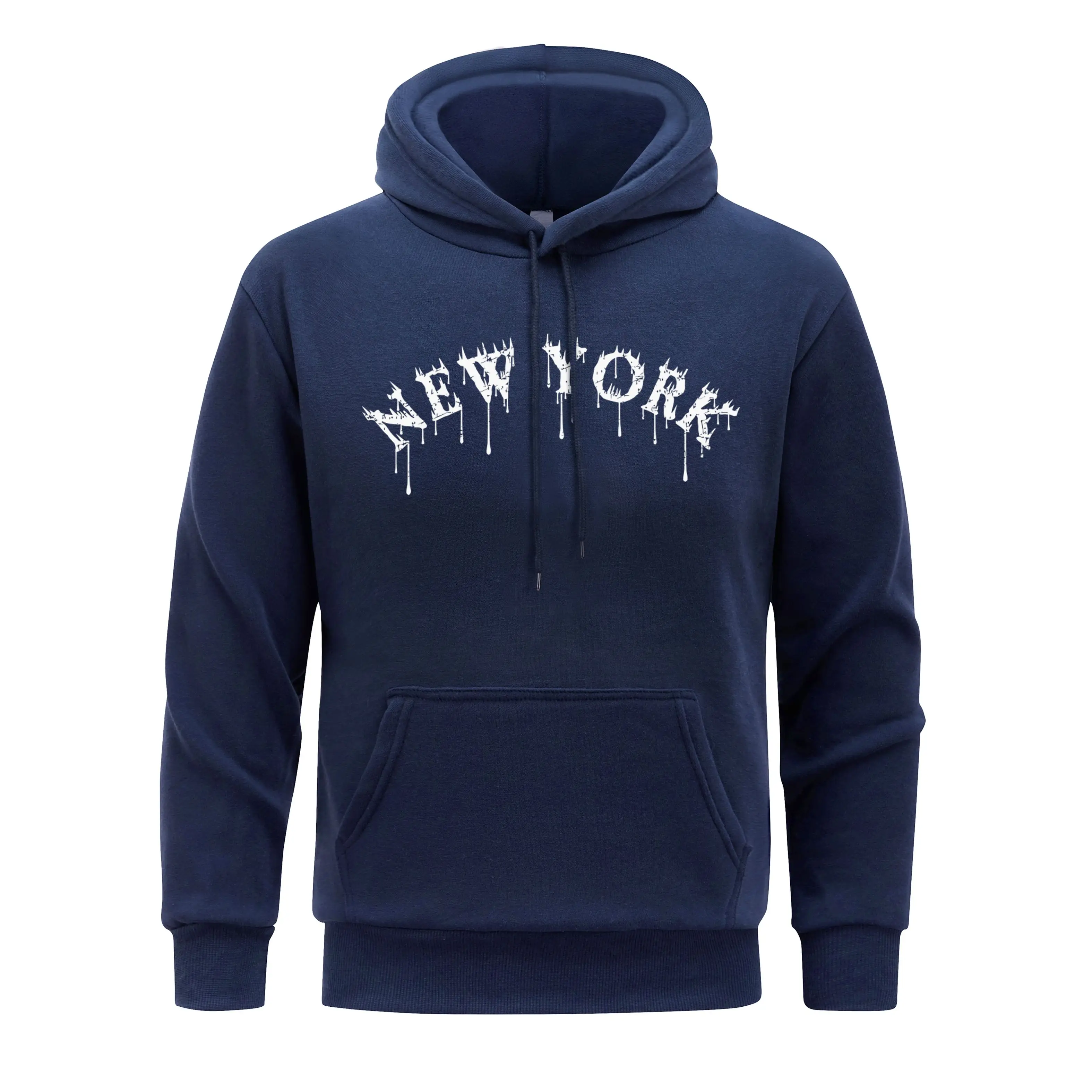 Candle Font New York Men Hooded Melting New York Hoodies fur-liner Casual Hoodie Man Soft Spring Autumn Clothing