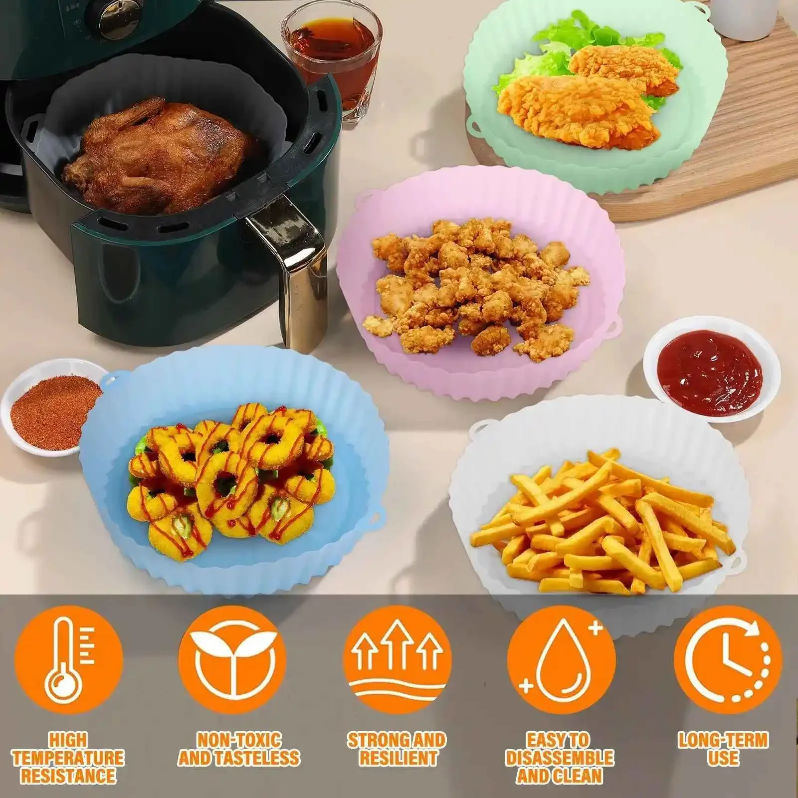 Reusable Non-stick Baking Mat Set, Silicone Baking Sheet for Oven Air Fryer, Thick Pastry Tool Kit, Cookie Mold Pad, Home