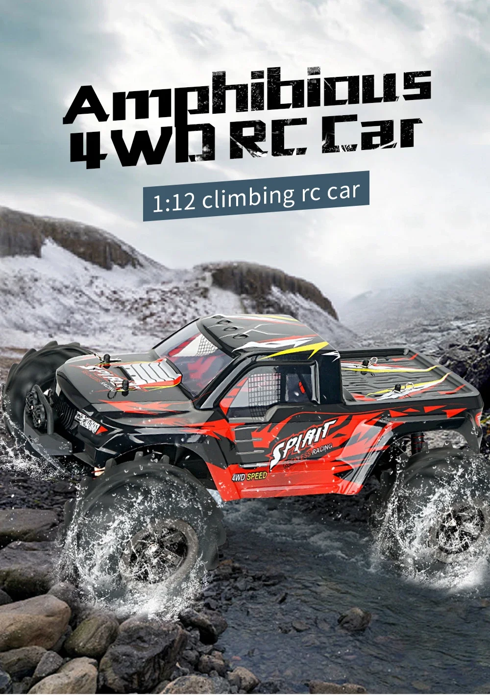 50KM/H High Speed RC Racing Car 4WD RC Off-road Car 1:12 Large 45 Degree Climbing Waterproof Independent Suspension RC Truck
