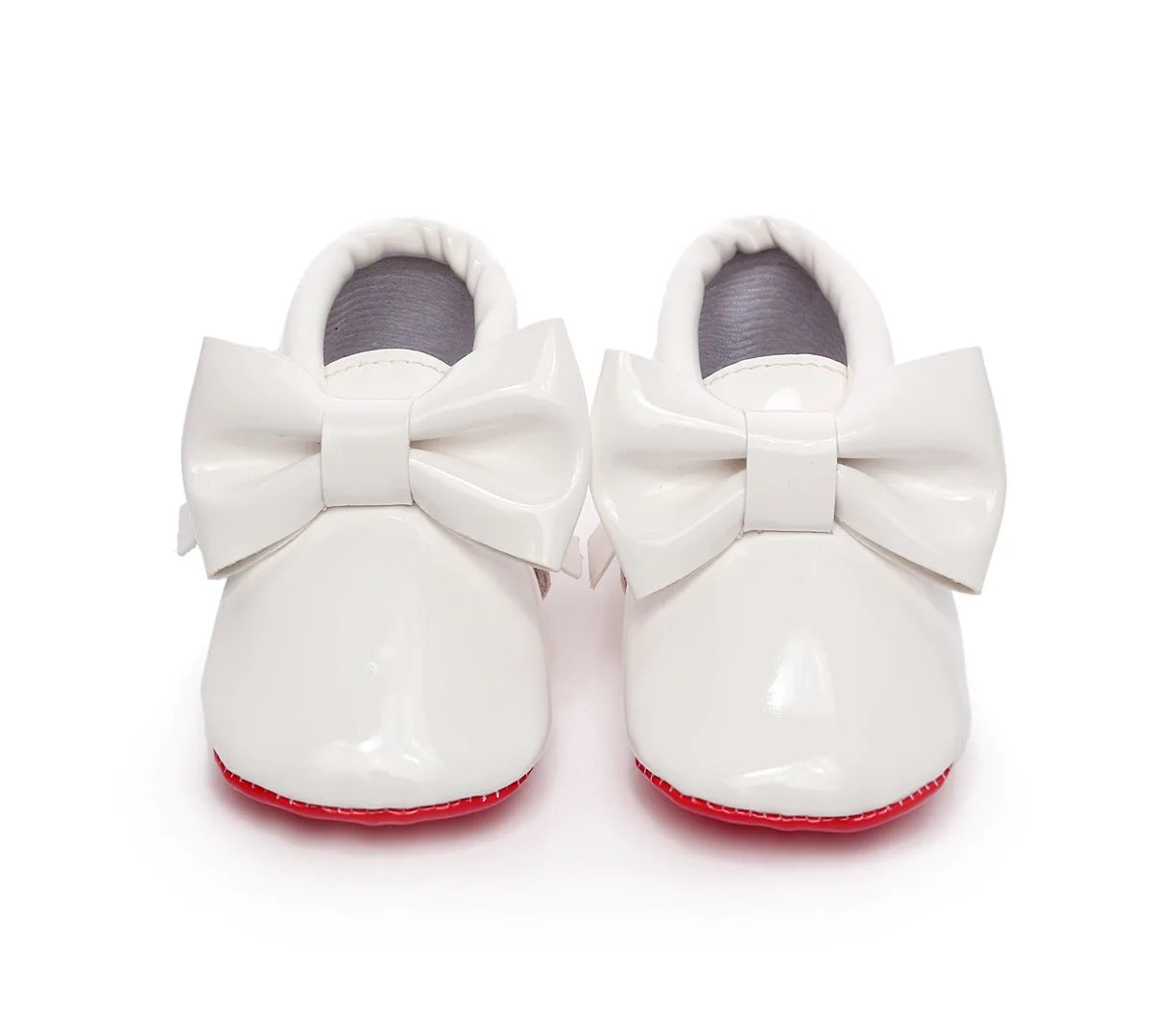 Chaussures de princesse en cuir verni pour bébés filles, avec nœud mignon, de couleur unie, pour premiers pas de bébé, chaussures de berceau pour