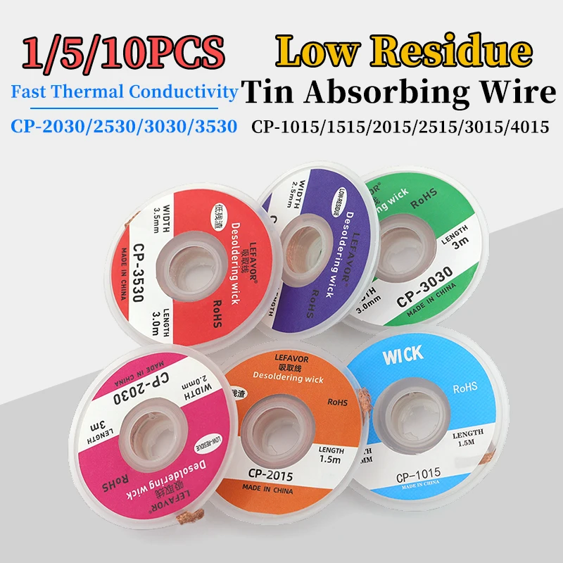 1/5/10Pcs Original High-Quality Tin Absorbing Wire with Braided Copper CP Series for Electronics - Various Sizes
