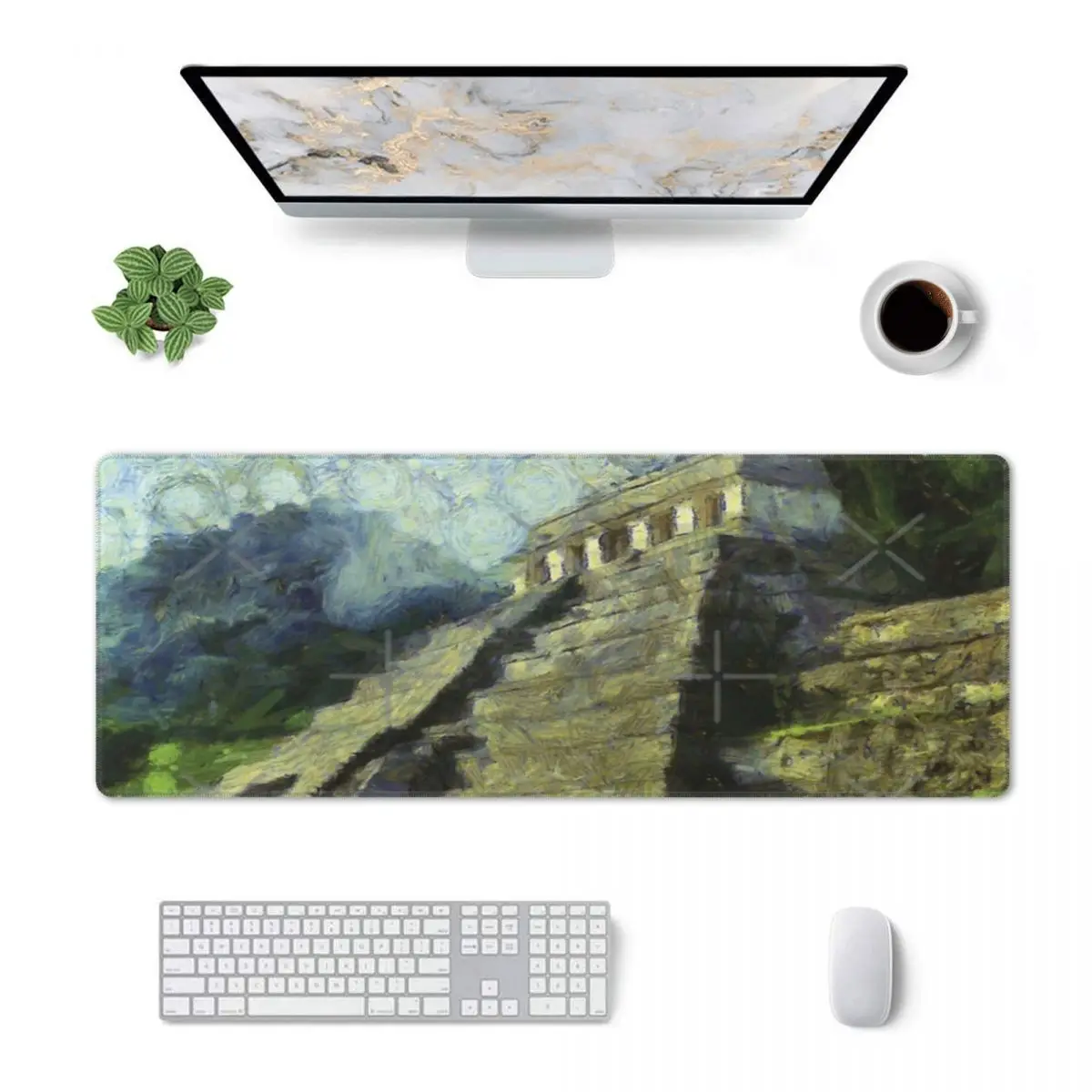 Starry Night In The Ancient Mayan Temple Temple Of The Inscriptions Rubber Keyboard Pads