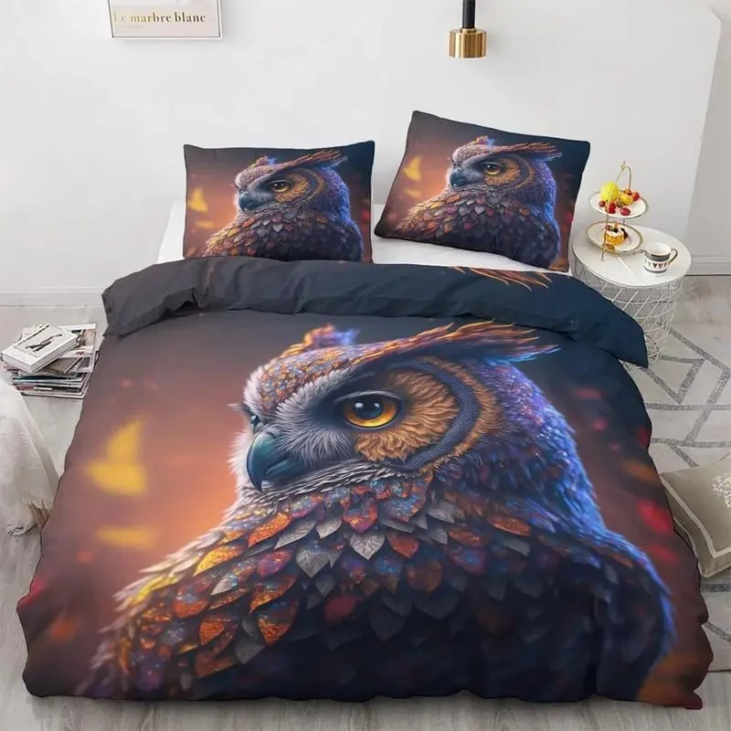 

Owl Duvet Cover Bird Decor Bedding Set Printed Comforter Cover For Boys Girls Children Teens Bedroom Decor With Pillow Case