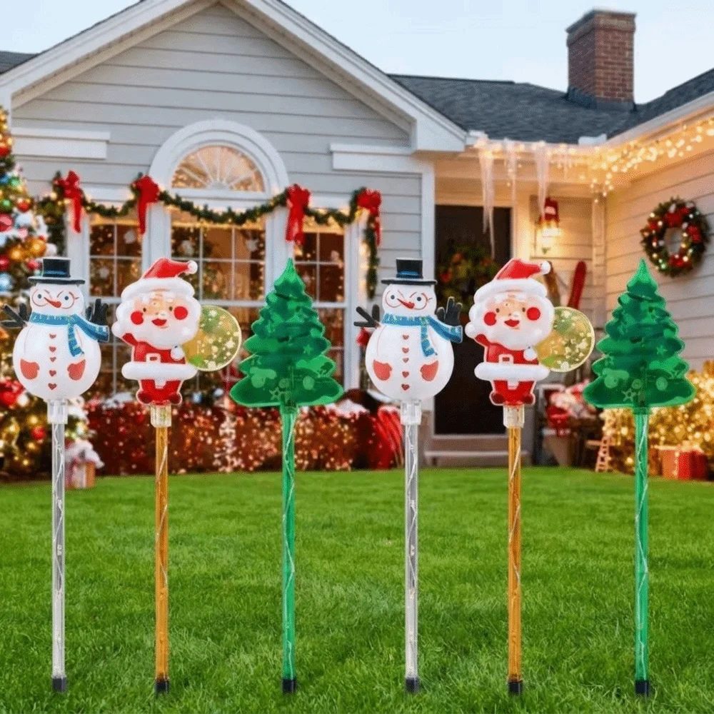 Solar Powered Christmas Solar Stake Lamp Waterproof Snowman Lawn Landscape Festive Lights Santa Claus Santa Claus Floor Lights