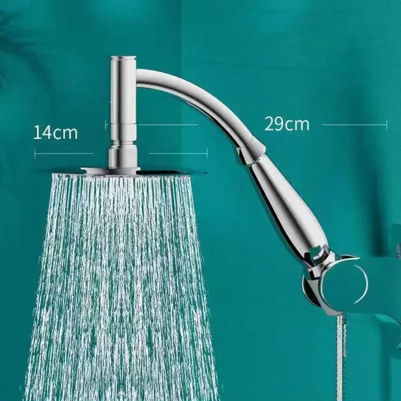 High Pressure Rainfall Shower Head Stainless Steel Square Shower Head Extender Large Curved Shower Extension image 6