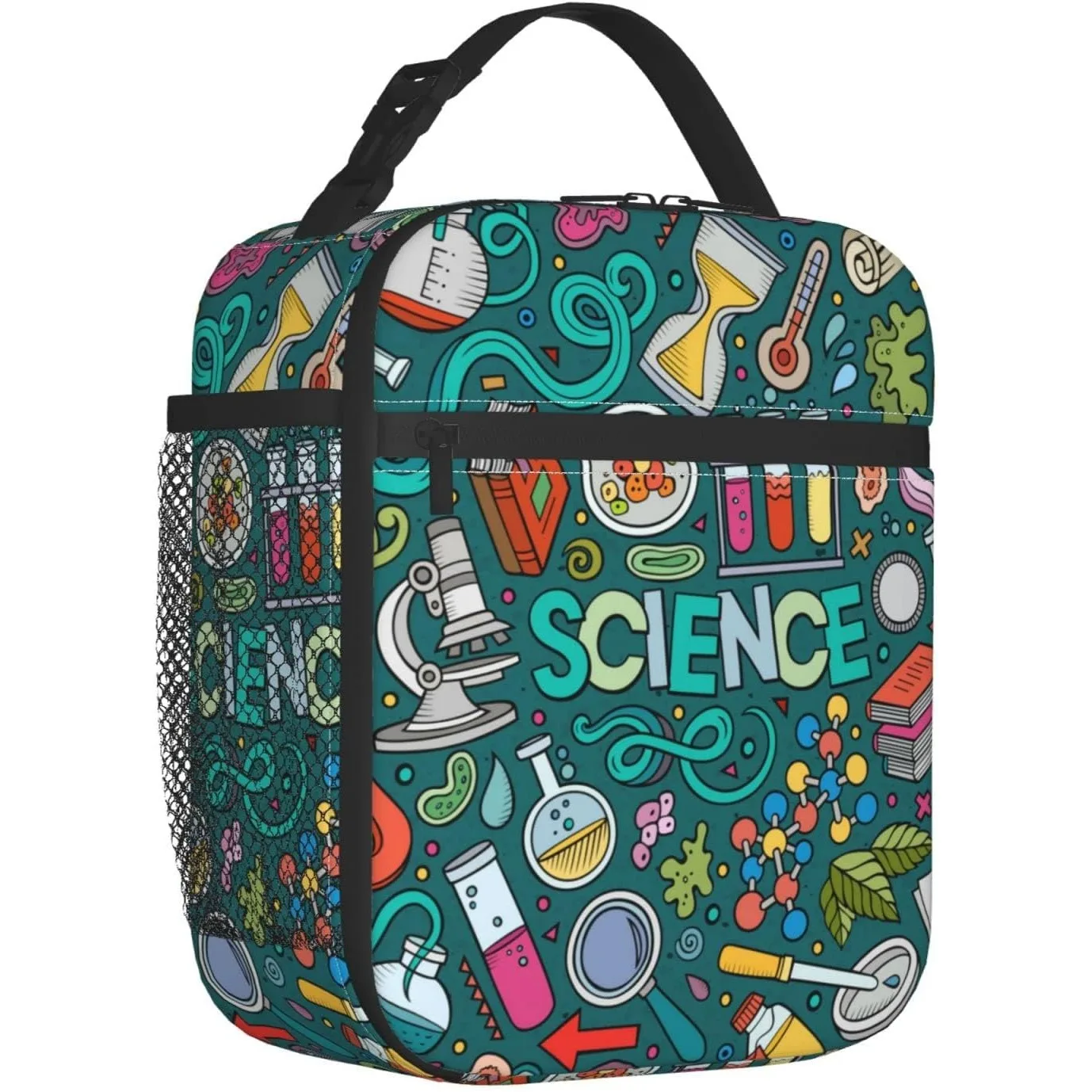 Science Reusable Lunch Bag for Women Thermal Insulated Science Lunch Box with Pocket