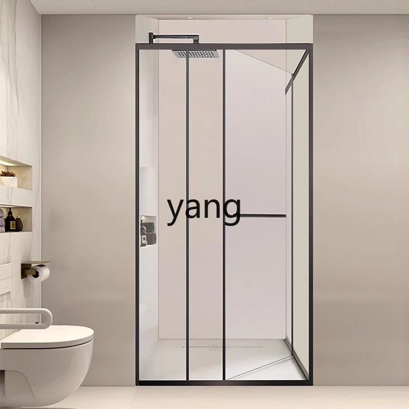 LMM Ultra Narrow Minimalist Side Sliding Door Shower Room Dry Wet Separation Floor Partition Glass Sliding Shower Screen