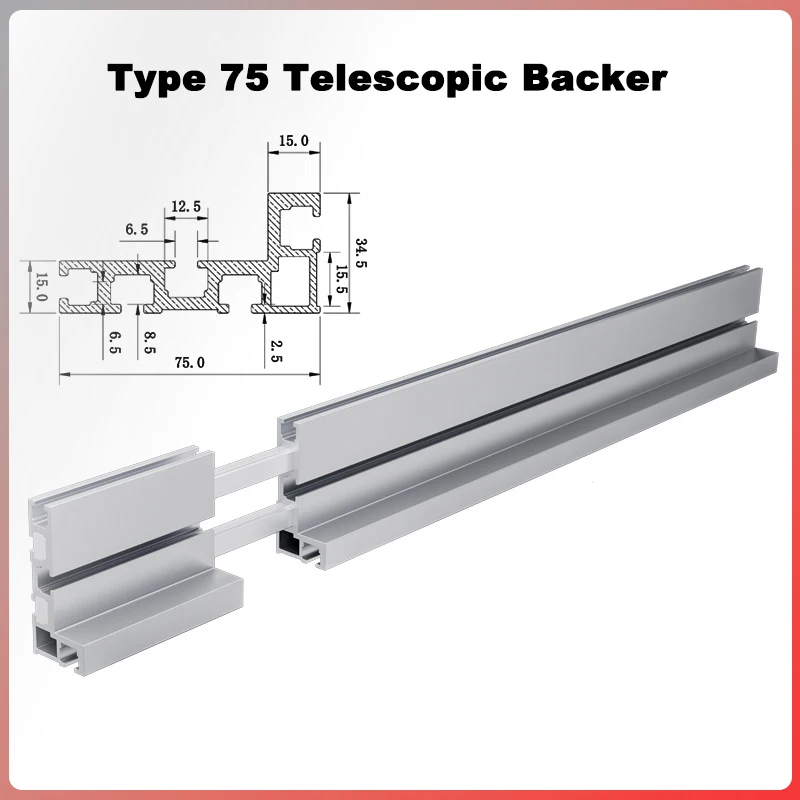 75 ประเภทขยาย Telescoping รั้วอลูมิเนียมโปรไฟล์ Router T-Track เห็นตารางรั้วไม้ T-Slot Miter Track ดัดแปลงเครื่องมือ