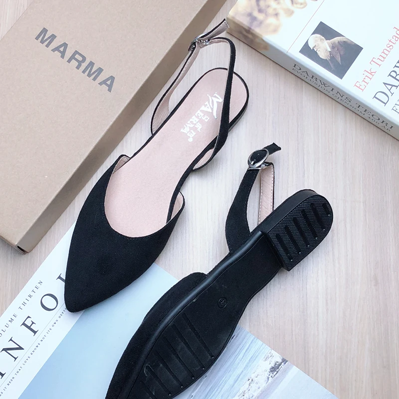 Women Flats Shoes for Women 2022 Spring New Pointed Shoes for Ladies Size 41 42 43 33 34 Suede Velvet Leather Flat Heel Shoes