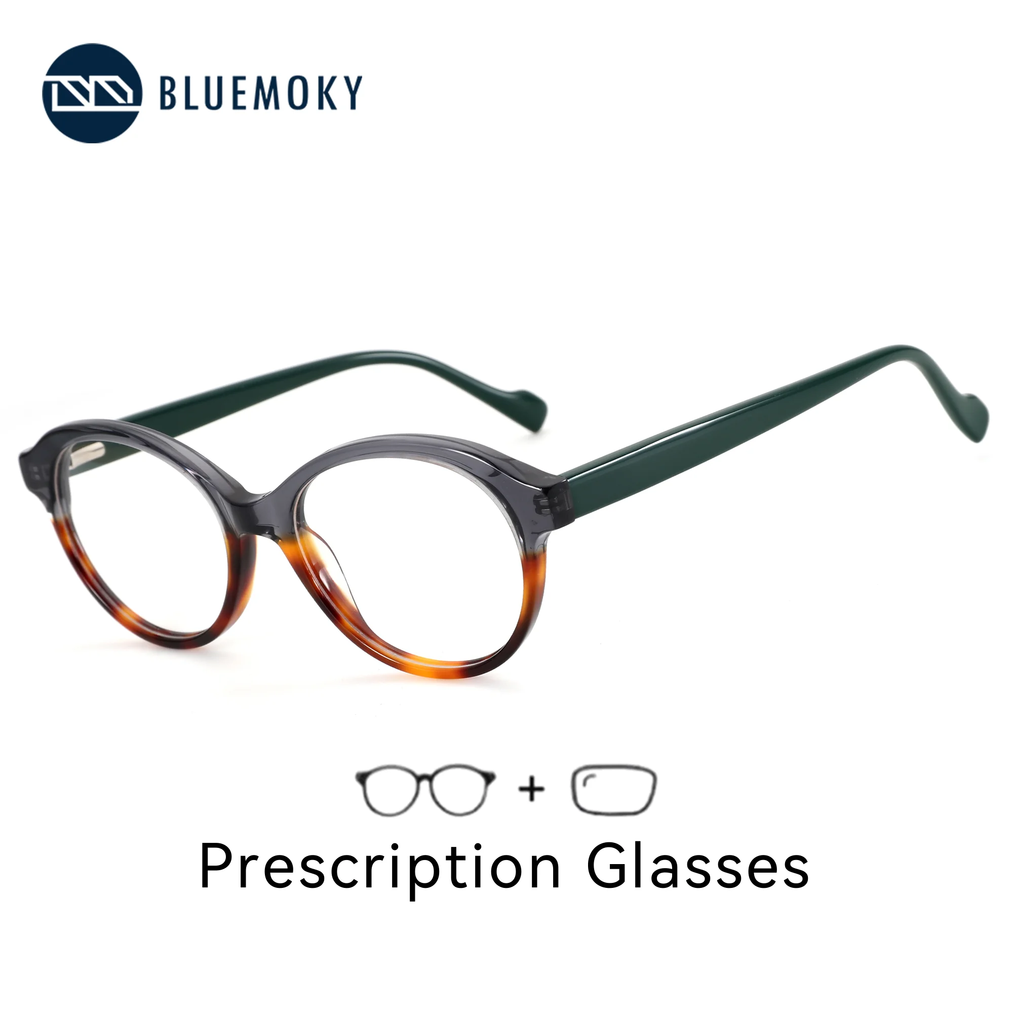 

Очки BLUEMOKY в стиле ретро, круглые, из ацетата, с диоптриями, унисекс, для коррекции близорукости/прогрессивные оптические очки, фотохромные линзы