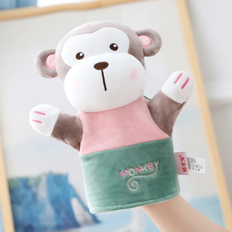 Cartoon Handpop Leuke Tease Baby Kind Dierentuin Pluche Dier Handschoen Marionet Vingerzak Gevulde pop Grappige Kinderen Verjaardagscadeau