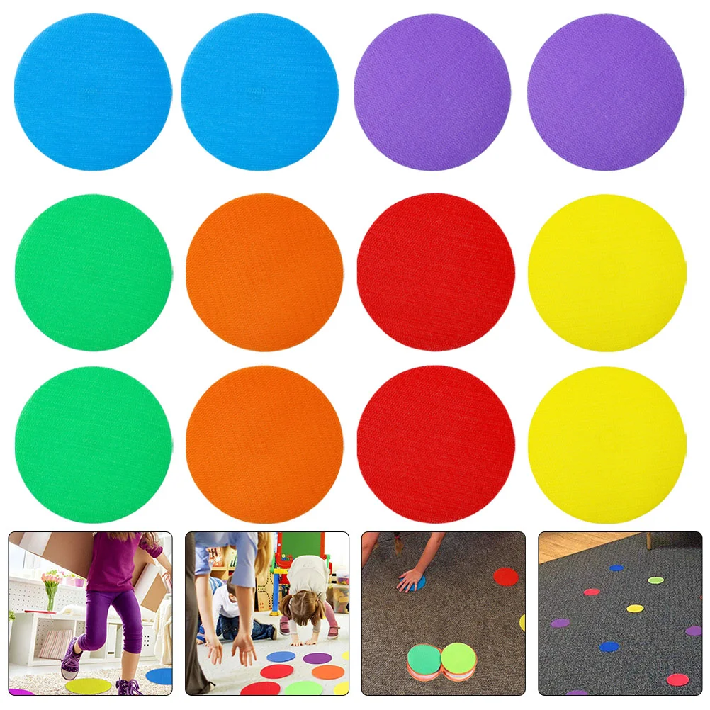 24 Pcs Carpet Floor Markers Child Rugs for Kids Flooring Circles Dots Nylon Polyester Sitting