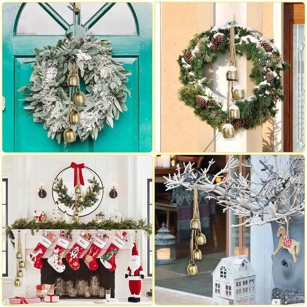 جرس البقر المعدني العتيق المحمول باليد، جرس عيد الميلاد، زينة جرس البقرة المعلقة