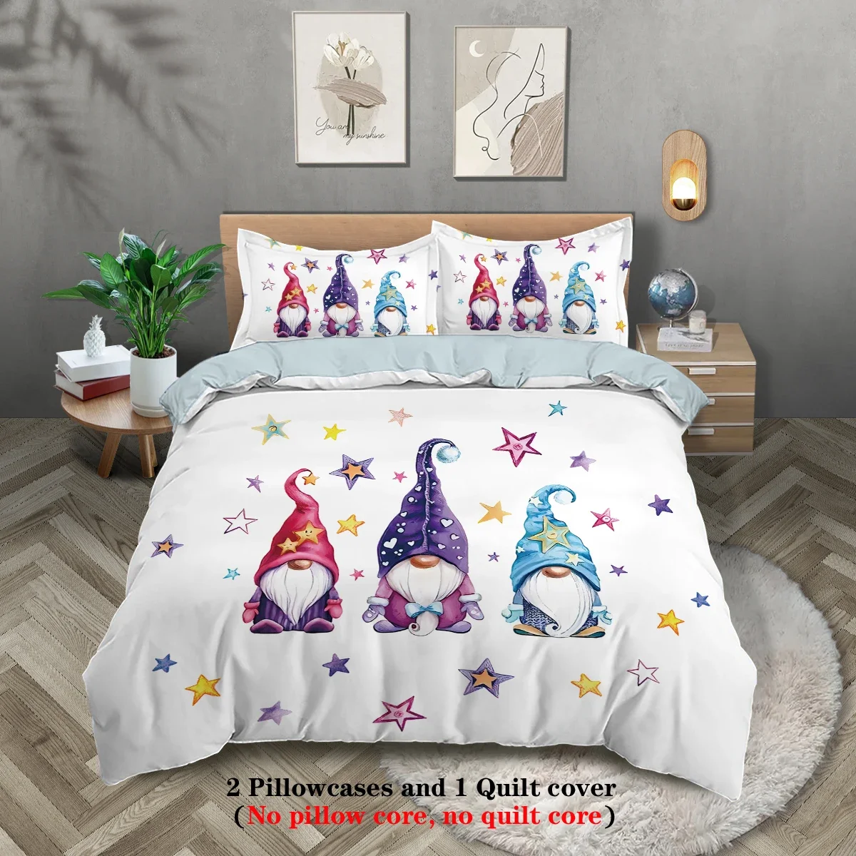 3pcs Merry Christmas themed, Santa Claus Pattern Bedding set, For Teenagers And adult's bedroom, A Fun Christmas Gift