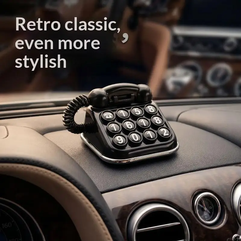 Creative Temporary Car Parking Phone Number Sign Retro Landline Telephone Style Easy to Read Auto Interior Decor Gift