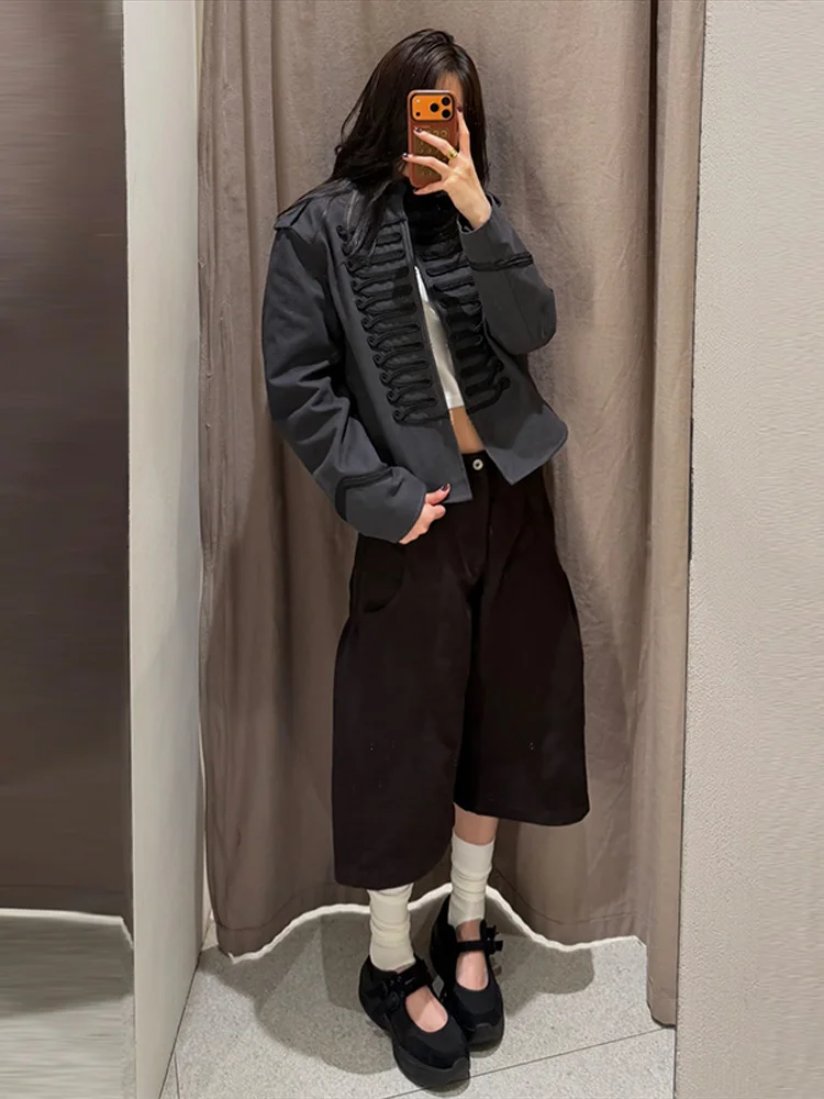Urban Stand Collar Women's Coat Zippers Long Sleeve Button Slim Lady Jackets 2026 Autumn Fashion Female Commute Streetwear New