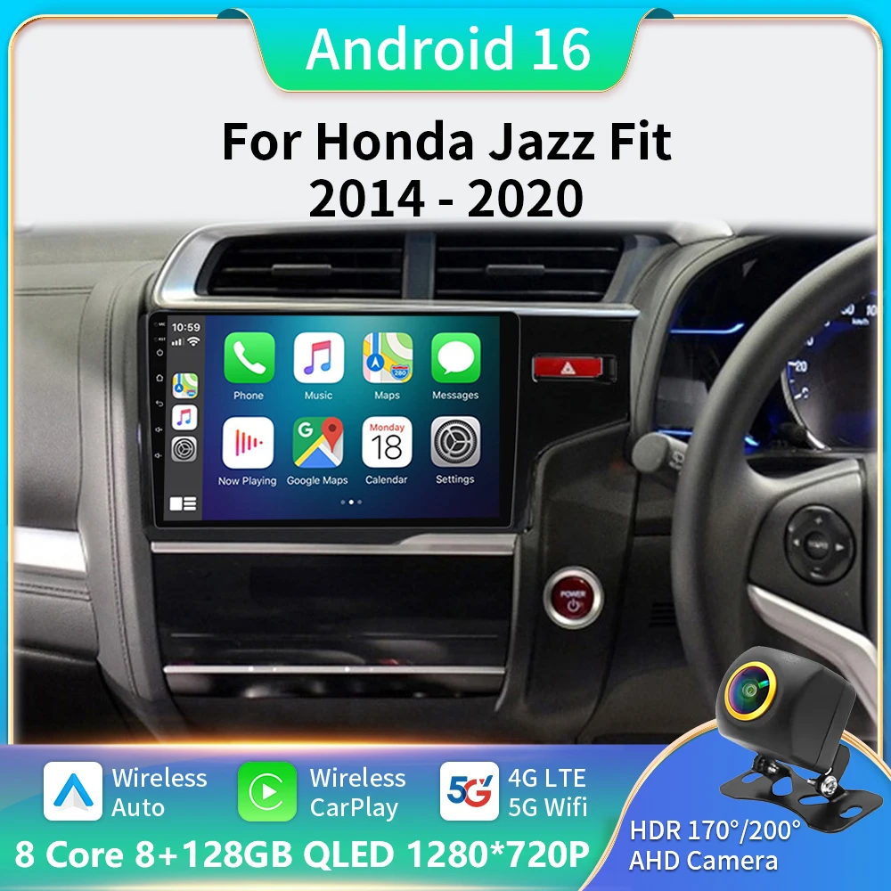 

For Honda Jazz 3 2014 - 2020 Fit 3 GP GK 2013 - 2020 Car Radio Multimedia Video Player Navigation stereo GPS Android 16 5GWIFI