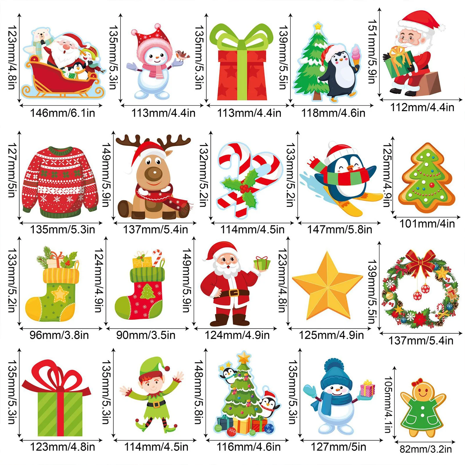 Pegatinas de pared decorativas navideñas, cómodas para aplicar con bordes y puntos de pegamento, adecuadas para espejo de ventana