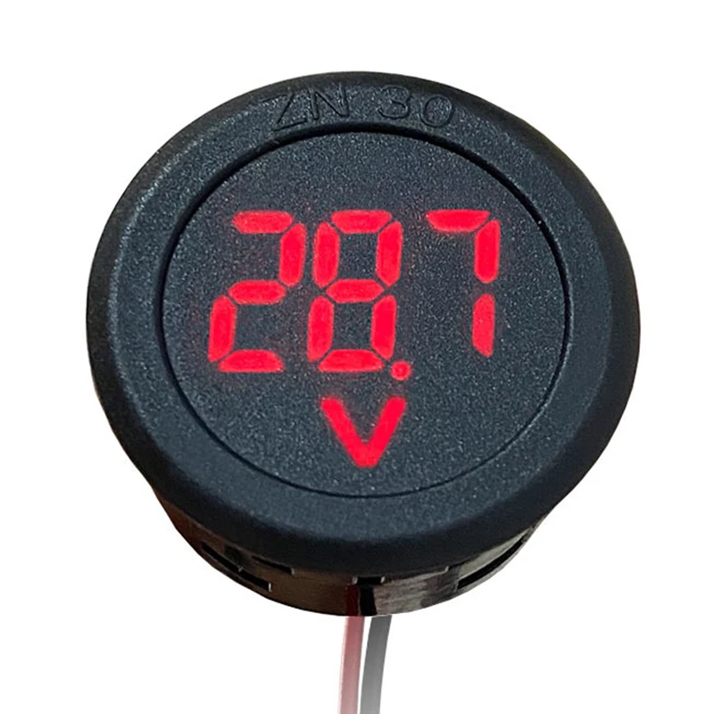 3 Color DC 4-100V Round LED Digital Display Two-wire Voltmeter Car DC Digital Voltage Current Meter Volt Detector Tester Monitor