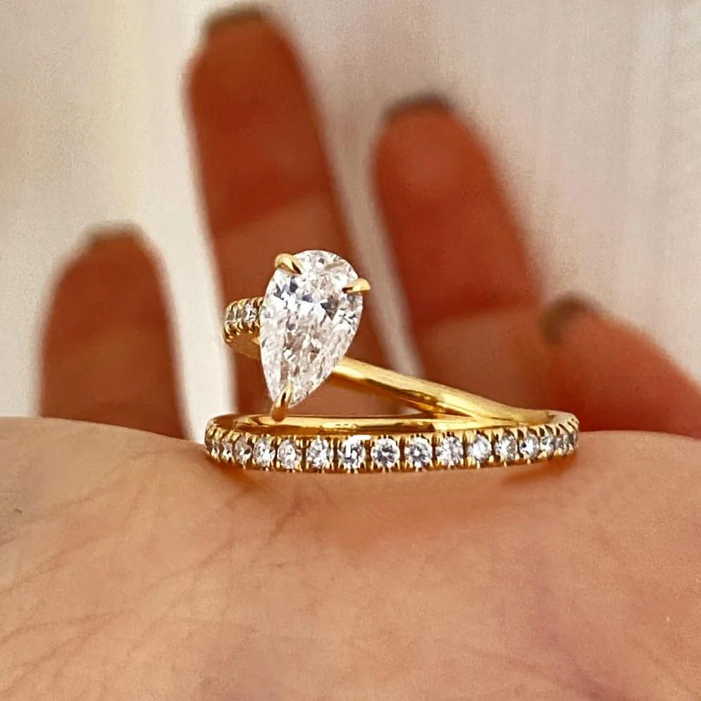 

BXINY 0,8 карата WaterDrop All Муассанит Кольцо S925 Посеребренное 18-каратное золото для женщин Обручальное кольцо с бриллиантом грушевидной огранки Подарки Изящные ювелирные изделия