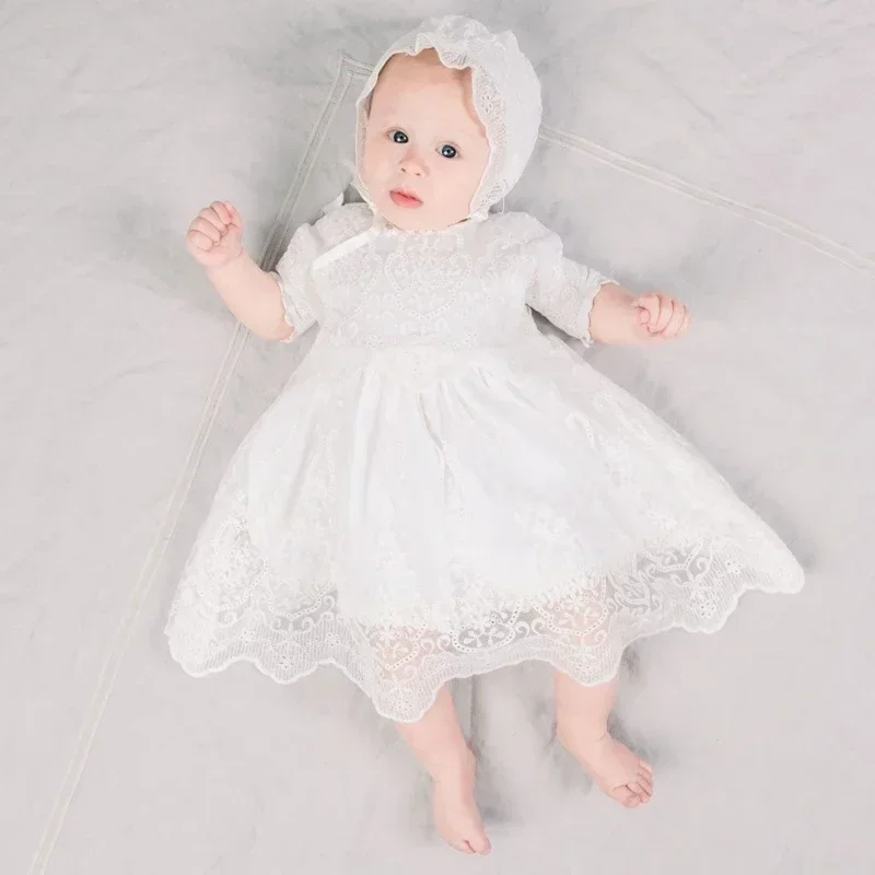 Infant Girls Lace Embroidery Dresses Wedding Party Newborn Photography Costume Princess Dress for 3 to 12/24 Months Baby Dress