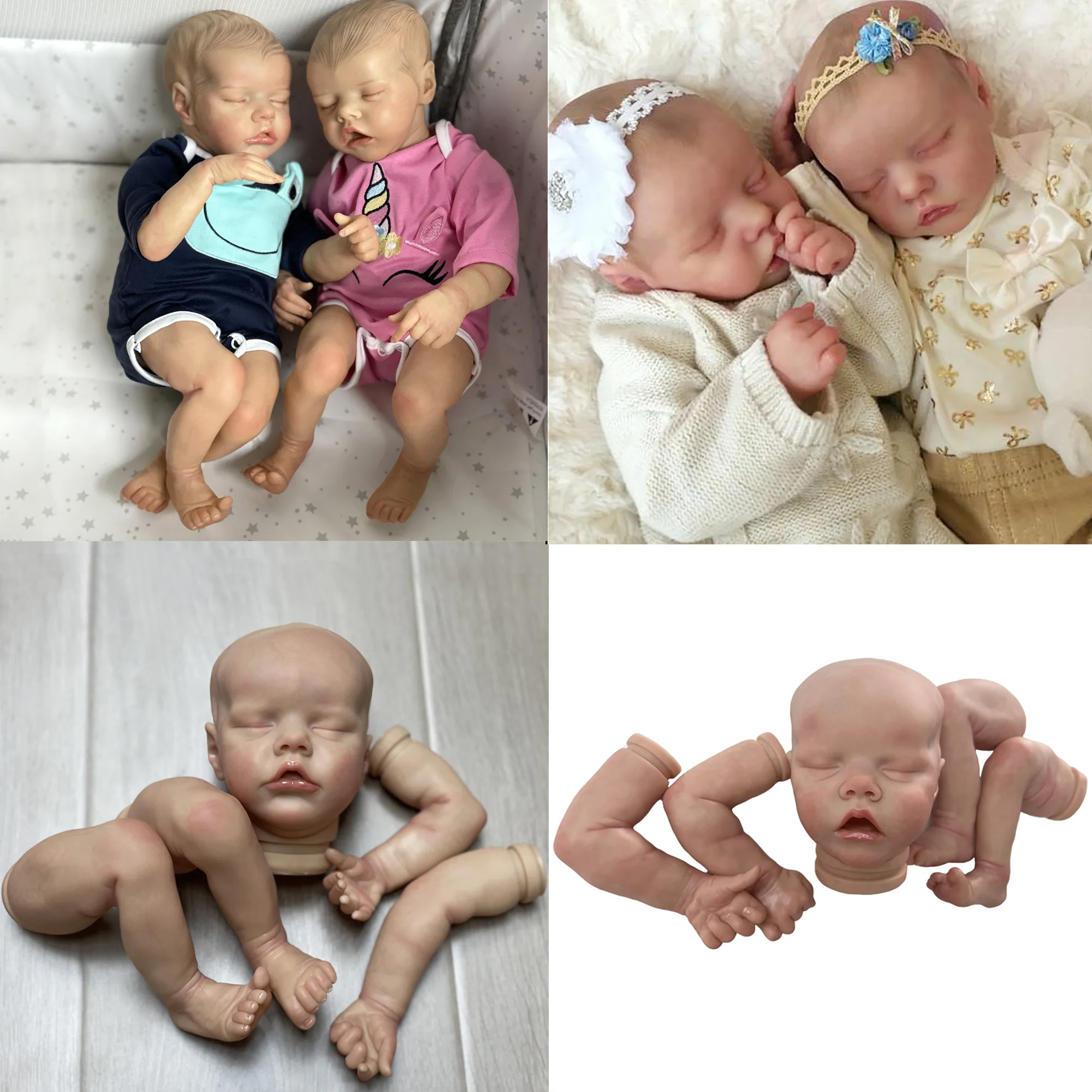 

16" Reborn Doll Kits Artist Painted Twins A and B Bebe Kit Parts Accessory Peças De Bebê Em Boneca Renascidos