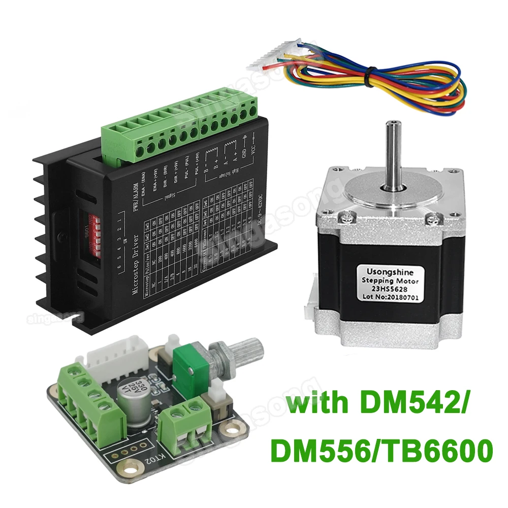 Nema 23 23HS5628 Stepper Motor with DM556/DM542/TB6600 Microstep Driver Stepper Motor Controller for Laser Engraver 3D Printer