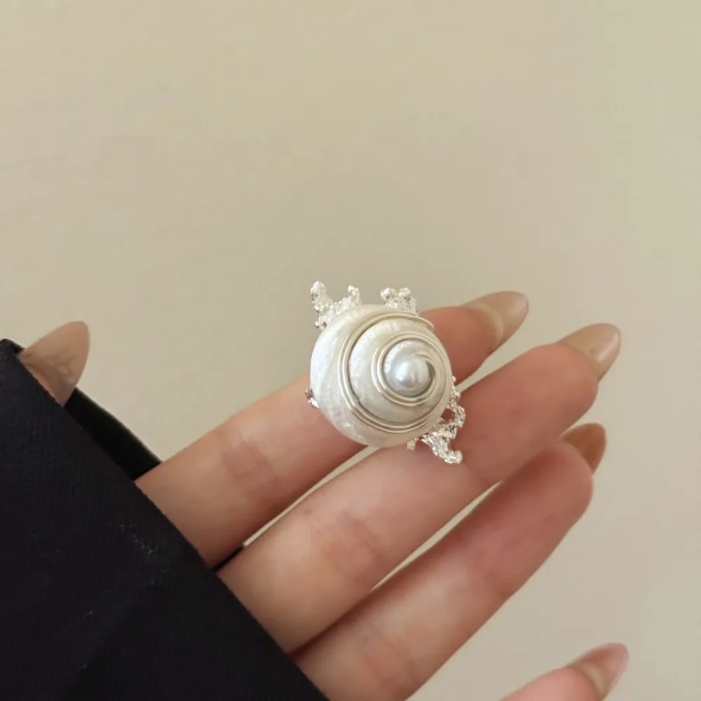 Natural Shell Snail Ring Jewelry Accessories Korean Style Ocean Animal Ring Big Crab Exaggerated Bohemia Finger Ring Decoration