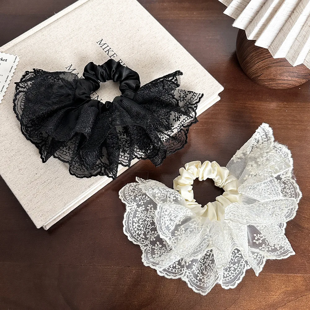 Scrunchie Lace Bow Lace Tulle Skirt Hem Band Ties and Hair Accessories Headwear A Ponytail Headband