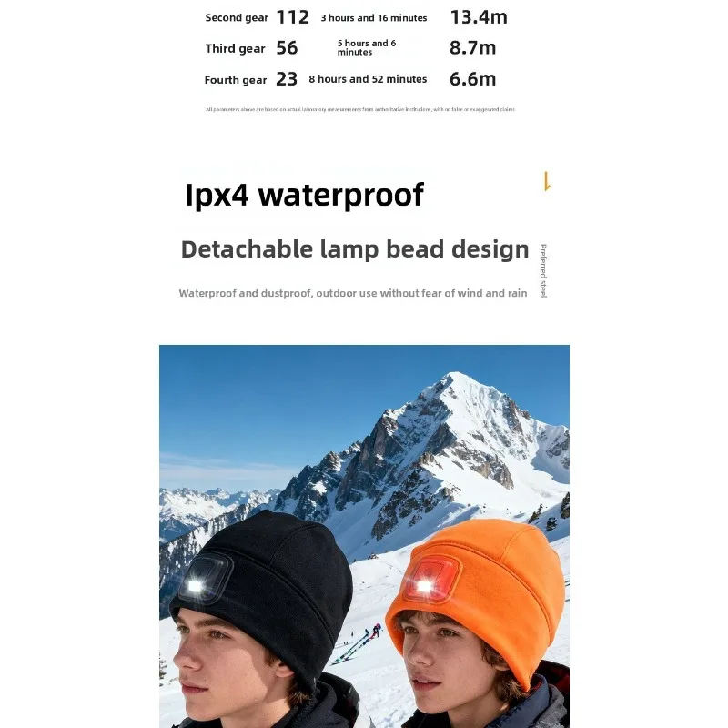 Outdoor Winter Wind Resistant Thermal Headlight Cap Unisex Camping Mountaineering Night Fishing Multifunctional Illumination New