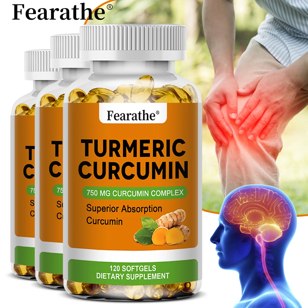 Turmeric Curcumin Capsules, Black Pepper Natural Joint Support - Relieve Joint Pain, Support Brain Health & Heart Health Support