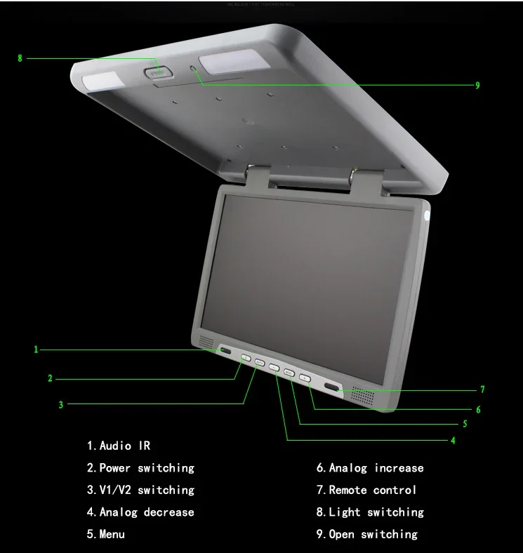 17inch tft lcd car tv monitor wide LCD TFT Car universal Flip Down Roof Mount Monitor TV IR for bus /train/subway