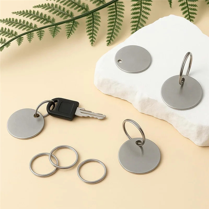 

AT02-100Pcs Key Tags Stainless Steel Metal Blank Dog Tags For Stamping For Engraving 1.2Inch With Hole