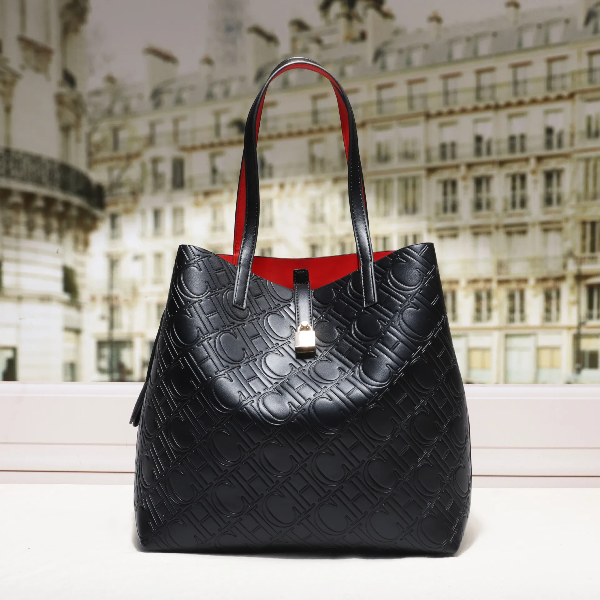 

CHHC 2026 Large Capacity Bucket Bag Vintage Convertible Shoulder Tote for Work Commute Casual Day Bag