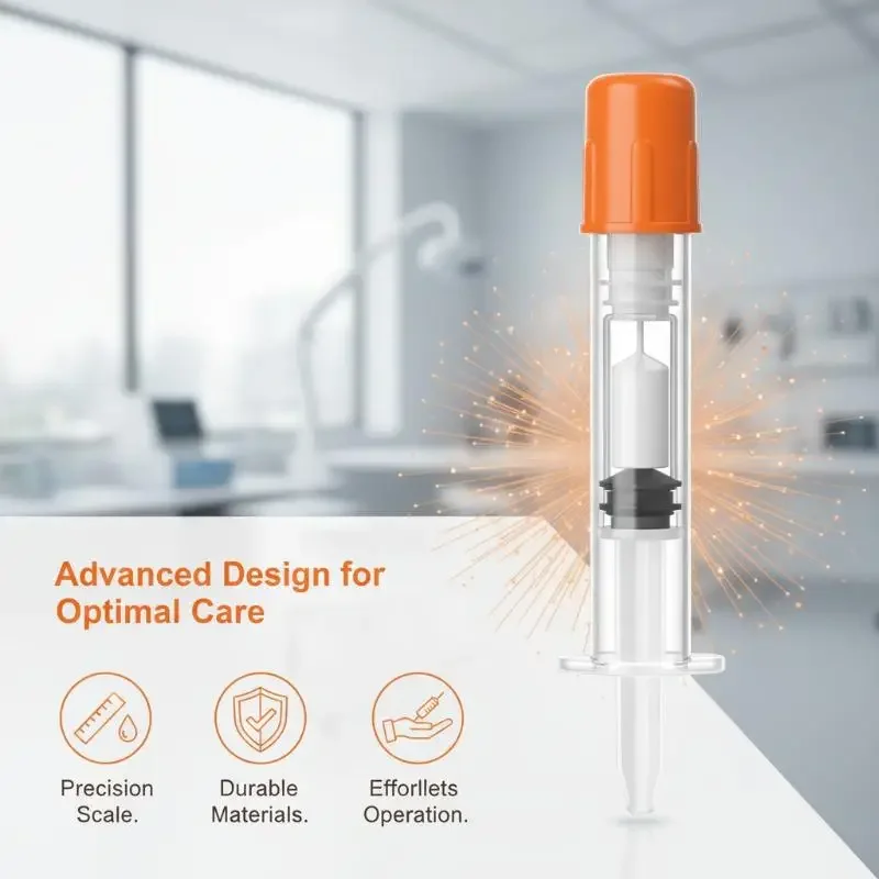 Animal Medical Syringe 5Pcs Sterile Disposable Plastic Orange Cap Veterinary Insulin Applicator